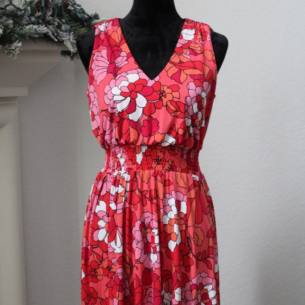 Enfocus Studio Sleeveless Formal Red/Pink Summer Dress Knee length